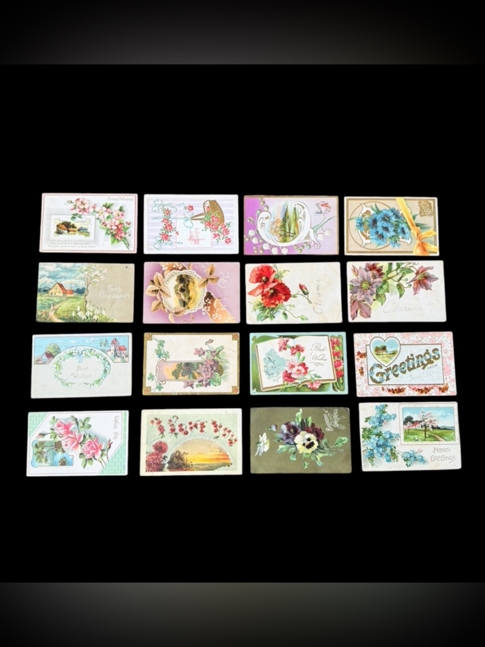 Antique Floral Greeting Card Box with 16 Antique Post Cards 1909-1911 - Picture 3 of 17